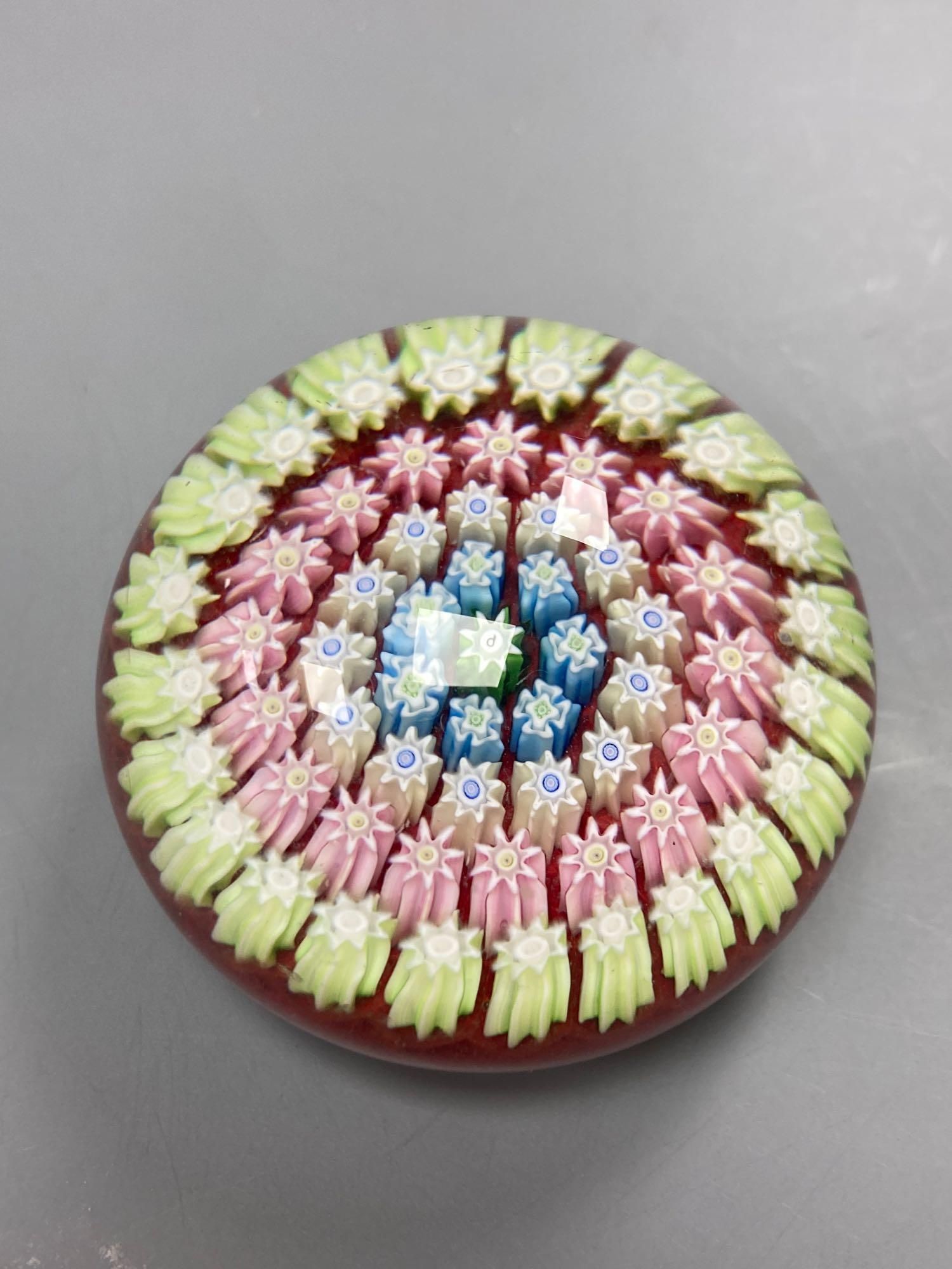 Three Perthshire glass paperweights, 5 - 6.5cm